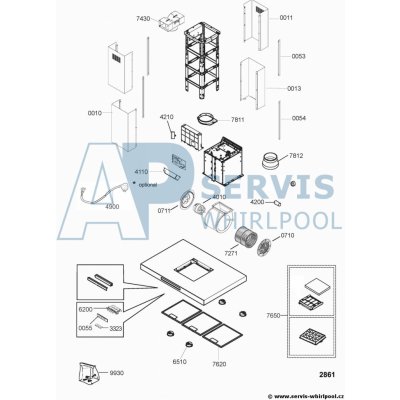 Whirlpool 481253048751 Kryt komínu - spodní, přední