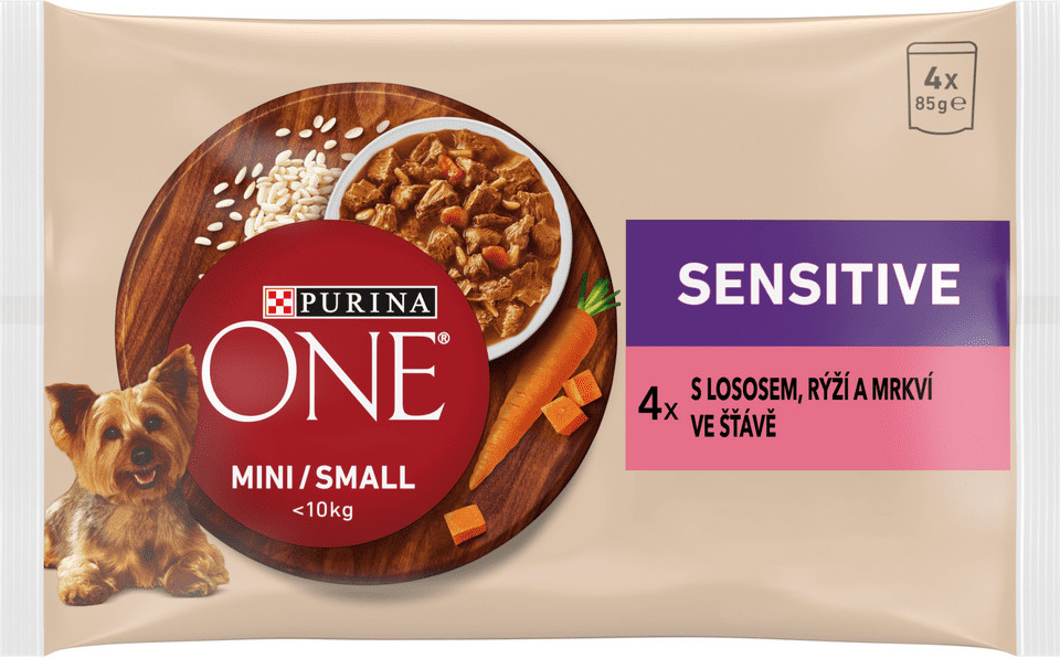 Purina One mini Adult Sensitive Losos ve šťávě 48 x 85 g