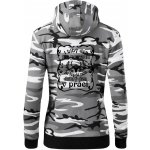 Blbý den na posedu dámská mikina trendy zipper s kapucí Šedý maskáč – Hledejceny.cz