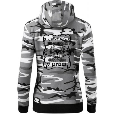 Blbý den na posedu dámská mikina trendy zipper s kapucí Šedý maskáč – Hledejceny.cz