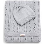 Baby Nellys Háčkovaná sada dečka s čepičkou šedá – Zboží Dáma