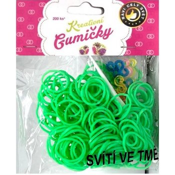 Loom Bands pletací gumičky svítící ve tmě sv. zelené 200ks + háč