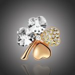 Sisi Jewelry brož Swarovski Elements Čtyřlístek Gold B1063-X9554-25 Bílá/čirá – Zboží Dáma