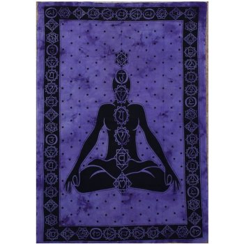 Sanu Babu přehoz na postel s tiskem čakry Yoga fialová batika 200 x 134 cm  od 552 Kč - Heureka.cz