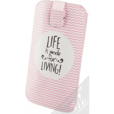 Pouzdro GreenGo Slim Up Text Life is Made Living 4XL bílé růžové – Zboží Živě