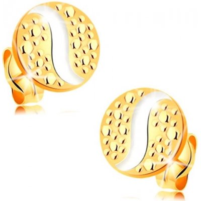 Šperky eshop zlaté náušnice kruh s tečkami a vlnkou puzetky GG177.45