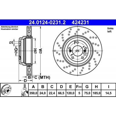Brzdový kotouč ATE 24.0124-0231.2 | Zboží Auto