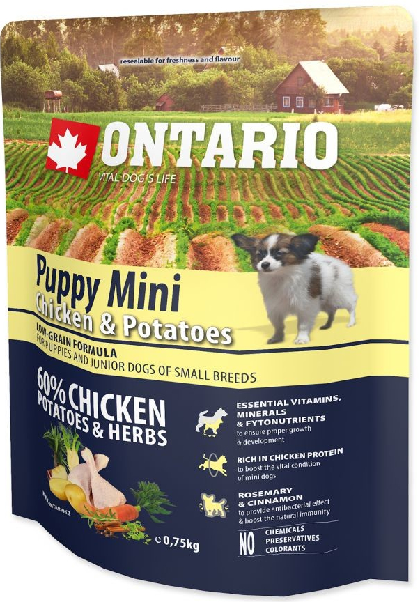 Ontario Puppy Mini Chicken & Potatoes & Herbs 0,75 kg