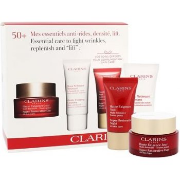 Clarins Super Restorative denní pleťový krém 50 ml + čisticí pěna 30 ml + noční pleťová péče 15 ml dárková sada