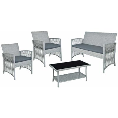 Comodo Sestava zahradního ratanového nábytku KALINA, šedá – Sleviste.cz