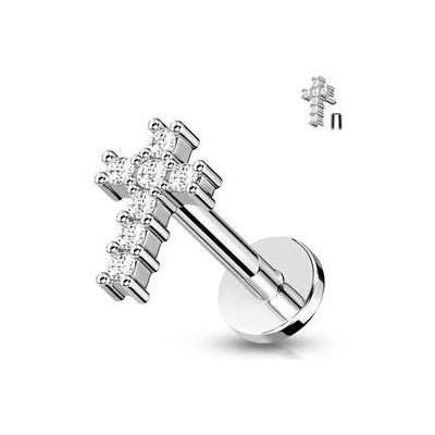 Šperky4U labreta cartilage piercing křížek LB0034ST-1208 – Zbozi.Blesk.cz