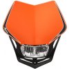 Moto řídítko UNI přední maska včetně světla V-Face FULL LED, RTECH (oranžová/černá)