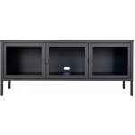 House Nordic Brisbane Skleněná vitrína nízká 55 x 130 cm černý kov – Zboží Dáma