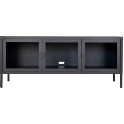 House Nordic Brisbane Skleněná vitrína nízká 55 x 130 cm černý kov – Zboží Dáma