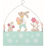 Dekorace Zajíc v tyrkysové 22 x 19 x 1 cm na zavěšení – Hledejceny.cz