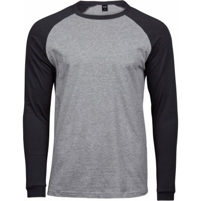 Tee Jays pánské baseballové triko s dlouhým rukávem Šedý melír černá