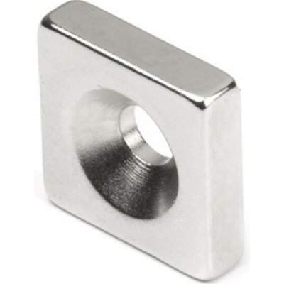 Magsy Neodymový magnet kvádr s dírou pro šroub se zápustnou hlavou 15 x 15 x 4 N 80 °C, VMM4-N35 Počet kusů: 20 ks – Sleviste.cz
