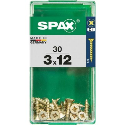 Spax Uni vrut zápust.hlava PZ/Z1, S-CUT plný závit, Yellox, 3 x 12 mm, 30 ks – Hledejceny.cz