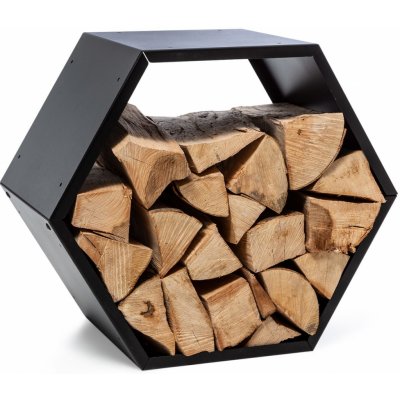 Blumfeldt Firebowl Hexawood Black, stojan na dřevo, šestiúhelníkový tvar, 50,2 x 58 x 32 cm – Zboží Mobilmania