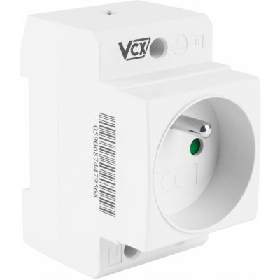 Jednoduchá modulární zásuvka s uzemněním na DIN lištu TH35 230V IP20 VCX – Zboží Mobilmania