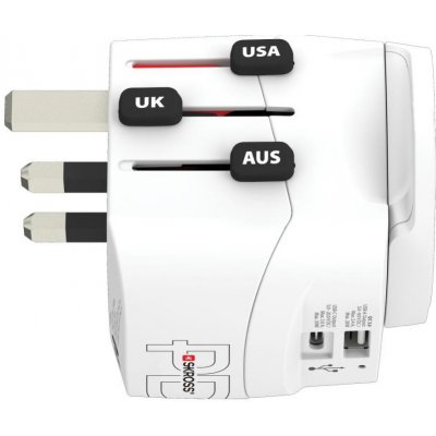 SKROSS Cestovní adaptér PRO Light USB AC30PD World, 7A max., USB A+C, PD 30W, UK+USA+Austrálie/Čína