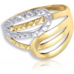 Gemmax Jewelry Dámský zlatý prsten široký s diamantovým brusem žluto-bílé zlato GLRCN 20831 – Sleviste.cz