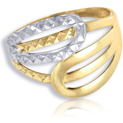 Gemmax Jewelry Dámský zlatý prsten široký s diamantovým brusem žluto-bílé zlato GLRCN 20831