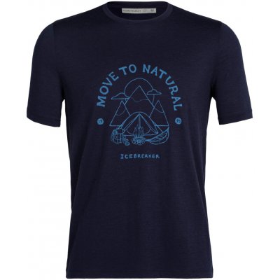 Icebreaker Mens Merino Tech Lite II SS T-Shirt Canopy Camper midnight navy