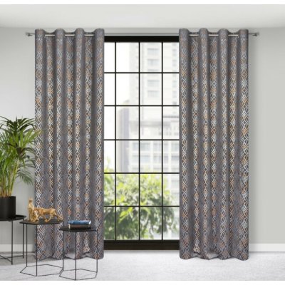 Hotový závěs ARETA ocelový - na průchodkách – Zboží Dáma