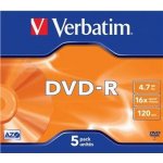 Verbatim DVD-R 4,7GB 16x, AZO, slim box, 5ks (43519) – Hledejceny.cz