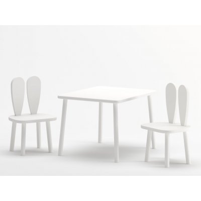 ELIS DESIGN Dětský stolek a židle Zaječí ouška bílá
