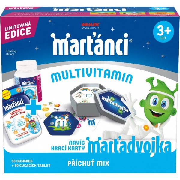 Marťánci Multivitamín 50 cucacích tablet + 50 želatinek + postřehové karty  od 339 Kč - Heureka.cz
