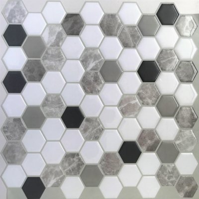 PAVEMOSA 3D samolepící mozaika šedá hexagon 30 x 30 cm