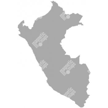 Magnetická mapa Peru, ilustrovaná, šedá (pozinkovaný plech) 67 x 84 cm