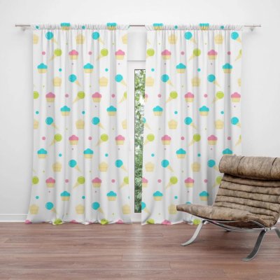 Závěsy Zmrzlinky s muffiny: 2 ks - 140x250 cm - Sablio – Hledejceny.cz
