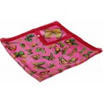 hedvábný šátek s potiskem s motýly s růžovou a vínovou – Zboží Mobilmania