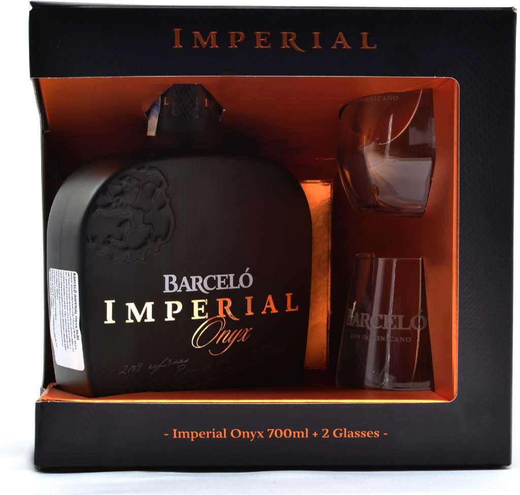 Ron Barceló Imperial Onyx 38% 0,7 l (dárkové balení 2 sklenice)