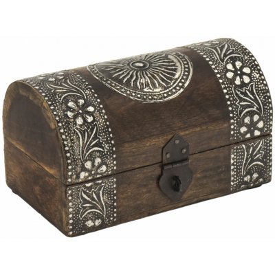 Sanu Babu Dřevěná truhlička z mangového dřeva zdobená kováním 18x11x10cm – Zboží Dáma