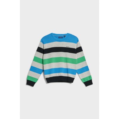 Gant KNITTED STRIPED C-NECK SWEAT modrá – Zboží Dáma