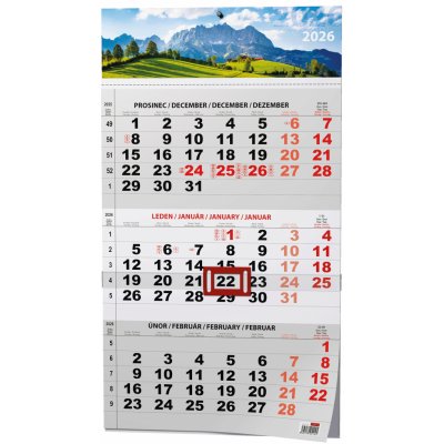 Nástěnný Baloušek Tříměsíční s mezinárodními svátky černý Příroda 2026 – Zboží Dáma