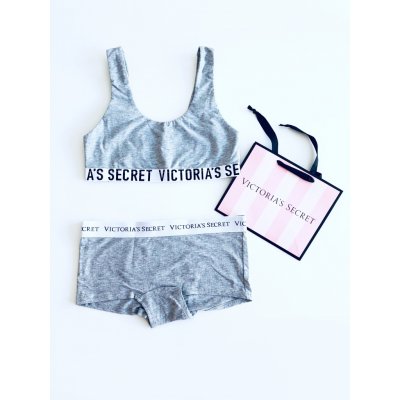 Victoria's Secret Grey Bralette a kalhotky Shortie set 2 ks Šedá – Hledejceny.cz