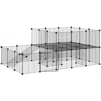 vidaXL 44dílná klec pro domácí mazlíčky s dvířky černá 35 x 35 cm ocelová