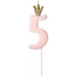 PartyDeco Narozeninová svíčka s číslem 5 růžová – Zboží Dáma