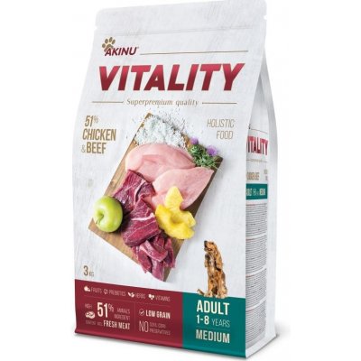 Akinu Vitality pes dospělý střední kuře a hovězí 3 kg – Hledejceny.cz