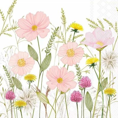 Ambiente Europe BV Ubrousek 33x33cm Pastelové květy bílé – Zboží Dáma