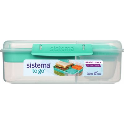 Sistema® TO GO™ Tříkomorová krabička s nádobou na jogurt a 2 tácky 165 l mátová – Zbozi.Blesk.cz