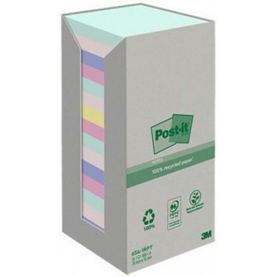 3M POSTIT Samolepicí bloček Nature, mix pastelových barev, 76 x 76 mm, 16x 100 listů, recyklovaný, 3M POSTIT ,balení 1600 ks – Hledejceny.cz