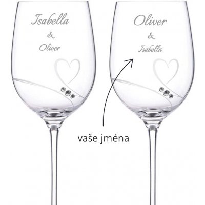 Dekorant Sklenice na víno SE JMÉNY s kamínky Swarovski Romance – Hledejceny.cz