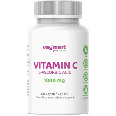 Vegmart Vitamín C kyselina L-askorbová 1000 mg 60 kapslí – Hledejceny.cz