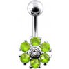 Piercing Šperky4U stříbrný piercing do pupíku čirá/sv. zelená BP01014-CG